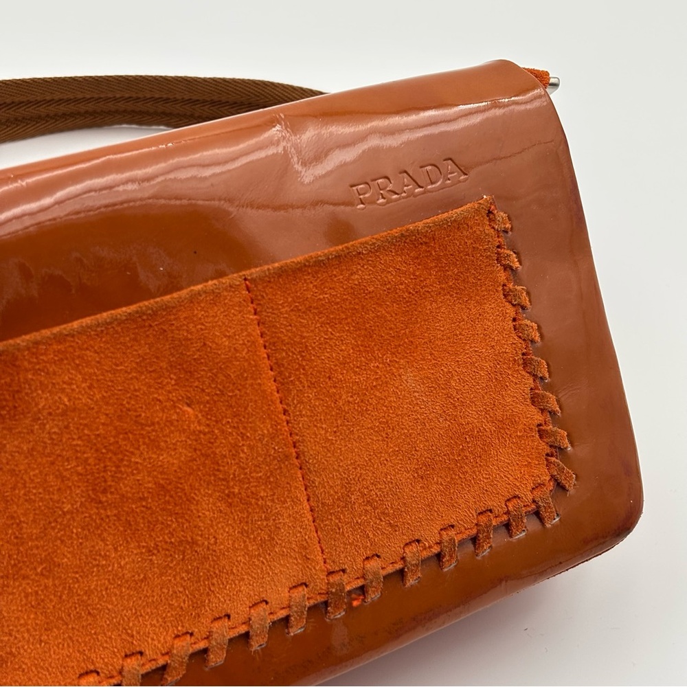 Prada Burnt Orange Patent & Suede Shoulder Bag - Picture 5 of 9